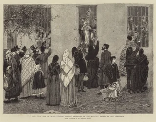 A Guerra Civil na Espanha, visitando carlistas prisioneiros na prisão militar de São Francisco